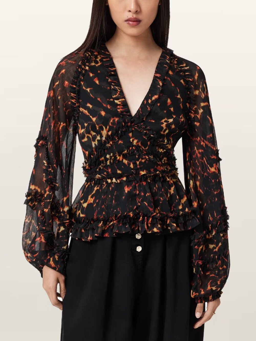 AllSaints "Silvie" Ruffled Top